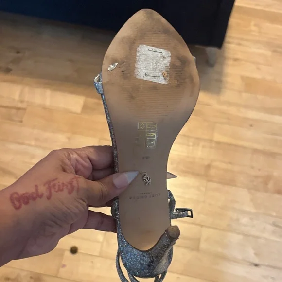 Kurt Geiger Silver Glitter Sandals - Picture 5 of 8